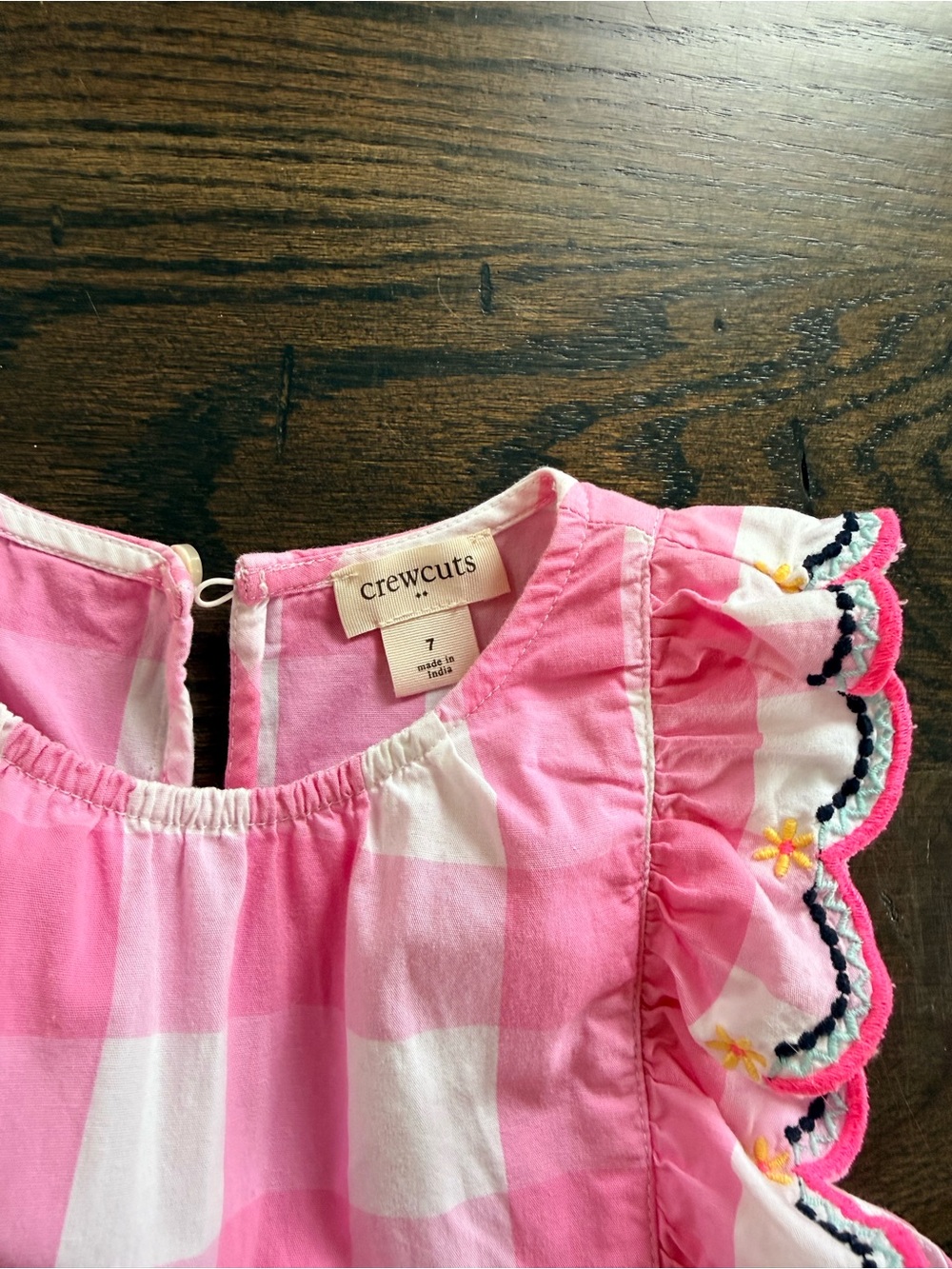 J.Crew Crewcuts Girls Pink and White Check Dress size 7 - Picture 4 of 4